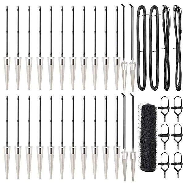 vidaXL Zaunpfosten Grau 50 x 0,8 m 36 mm Maschen Stahl und PVC 3353269 günstig online kaufen