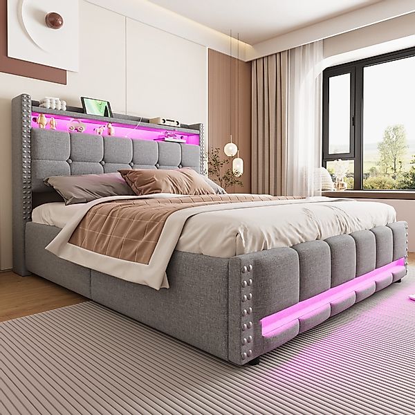 HAUSS SPOLE Polsterbett 160x200cm mit LED-Beleuchtung günstig online kaufen
