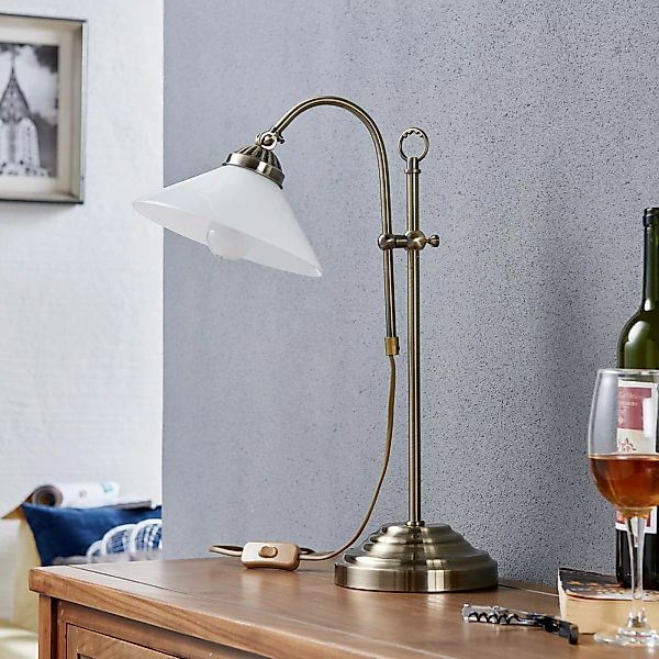 Lindby Tischleuchte Otis, altmessing, Glas, 60 cm, E14 günstig online kaufen