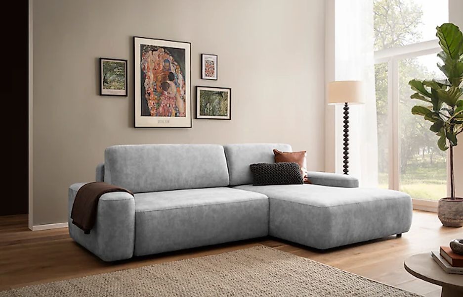 Home affaire Ecksofa »TORGE (264cm), Schlafsofa in Cord, Samtvelours o Stru günstig online kaufen