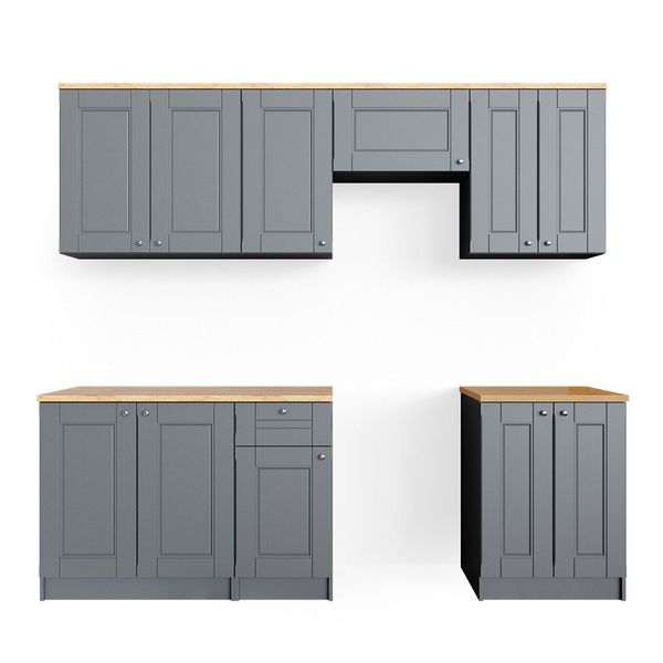 Vicco Küchenzeile Bergamo, Grau/Goldkraft Eiche, 240 günstig online kaufen