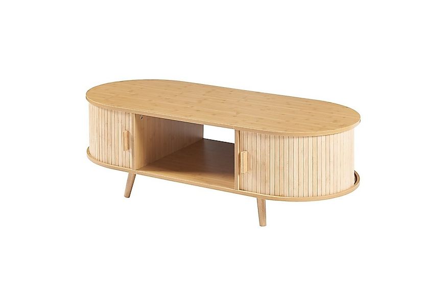 en.casa Couchtisch, »Nordkapp« mit 2 Türen 120 x 55 x 40 cm Holz Bambus günstig online kaufen