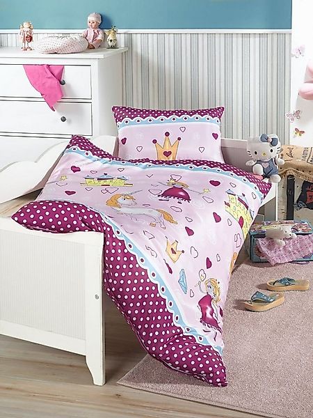 soma Babybettwäsche Bettwäsche 100 x 135 cm Einhorn Prinzessin Pink, 2 teil günstig online kaufen