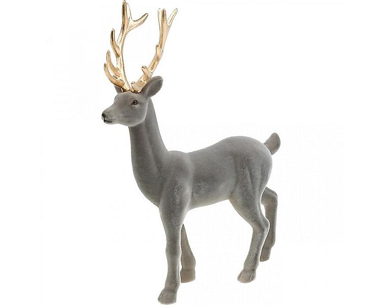 Viana Weihnachtsmann Deko Hirsch Rentier Figur Grau Gold Geweih Tischdeko W günstig online kaufen