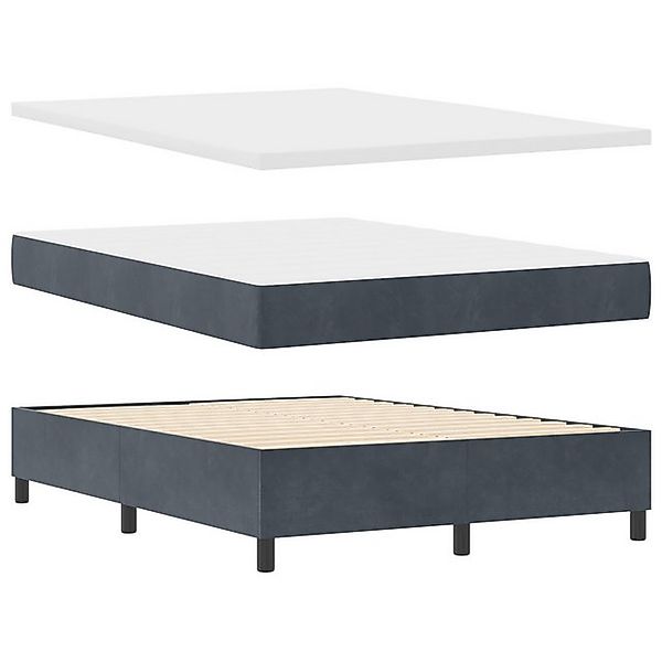 vidaXL Bett Boxspringbett mit Matratze & Bank Dunkelgrau 160x200 cm Samt (2 günstig online kaufen