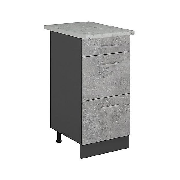 Vicco Unterschrank R-Line, Beton/Anthrazit, 40 cm mit Schubladen, AP Marmor günstig online kaufen