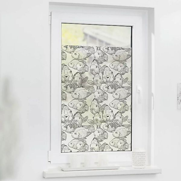 LICHTBLICK Fensterfolie Fische weiß B/L: ca. 100x100 cm günstig online kaufen