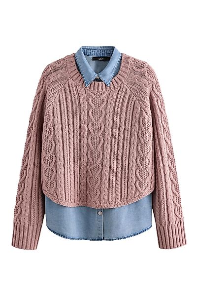 Next 2-in-1-Pullover Jeanshemd und gestrickter Pullover günstig online kaufen