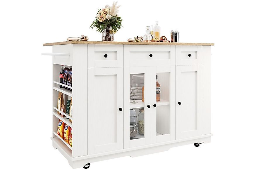 Flieks Küchenwagen Kücheninsel mit klappbare Tischplatte Tiefe 60-85cm, (1 günstig online kaufen