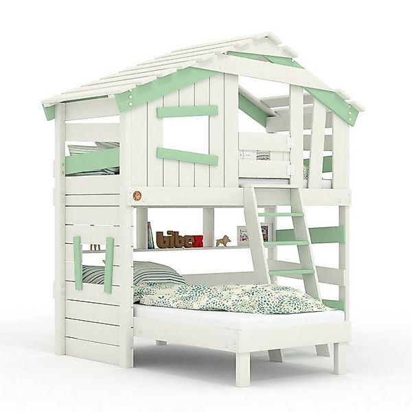 bibex Hochbett ALPIN CHALET Hochbett, Kinderbett, Etagenbett - Grün/Weiß günstig online kaufen