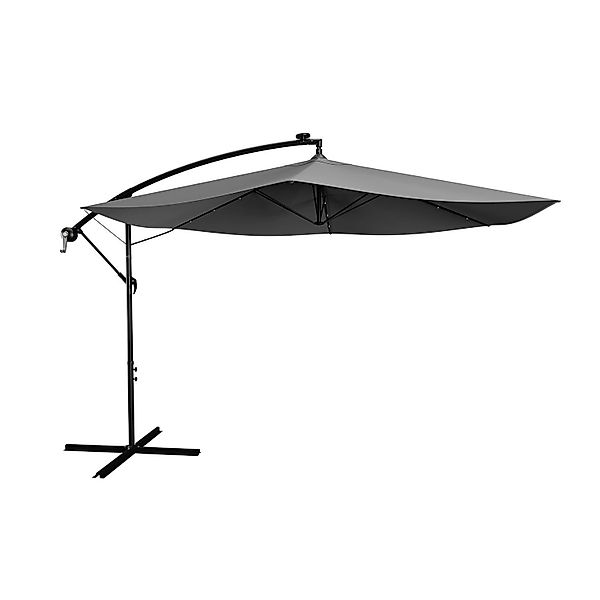 Juskys Ampelschirm Brazil Ø 3,5m mit LED, Kurbel und Standfuß in Dunkelgrau günstig online kaufen