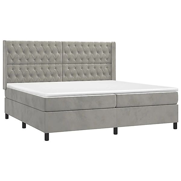 vidaXL Boxspringbett mit Matratze & LED Hellgrau 200x200 cm Samt 3139763 günstig online kaufen