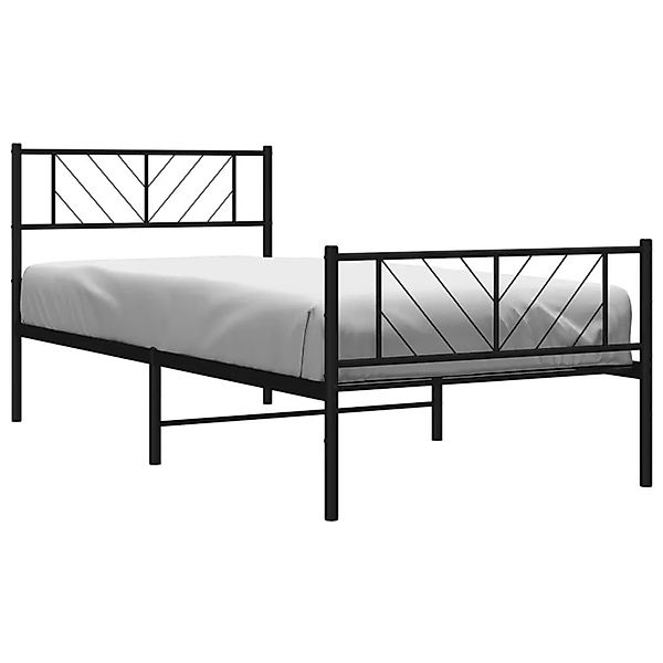 vidaXL Bettgestell mit Kopfteil und Fußteil Metall Schwarz 90x190 cm 372189 günstig online kaufen
