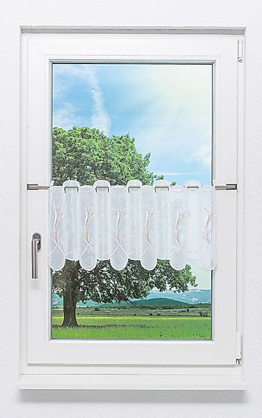 Plauener Spitze® Scheibengardine Blumenkelche, (1 St), günstig online kaufen
