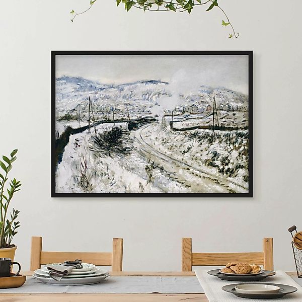 Bild mit Rahmen Kunstdruck - Querformat Claude Monet - Zug im Schnee günstig online kaufen