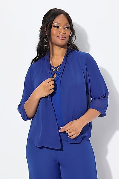 Ulla Popken Kurzjacke Chiffonjacke Oversized Schalkragen günstig online kaufen
