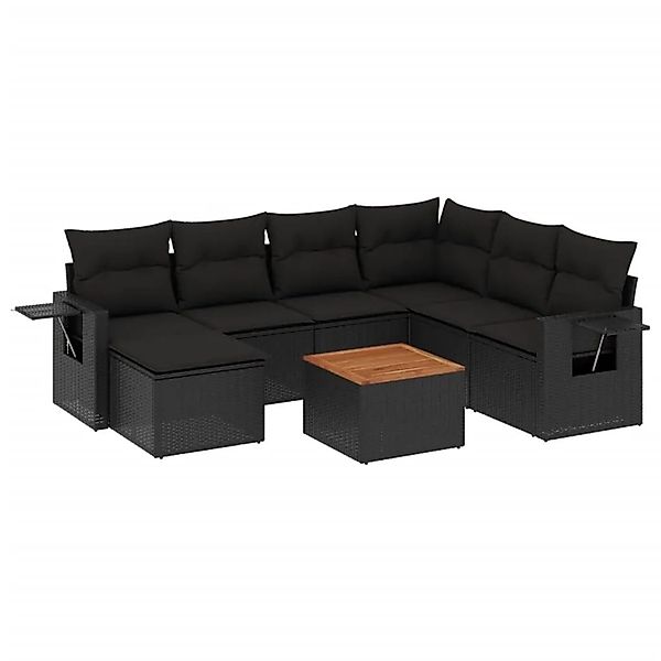 vidaXL 8-Tlg Garten-Sofagarnitur mit Kissen Schwarz Poly Rattan 3224676 günstig online kaufen