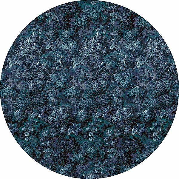 Sanders & Sanders Selbstklebende Runde Tapete Blätter Dunkelblau Ø 125 cm 6 günstig online kaufen