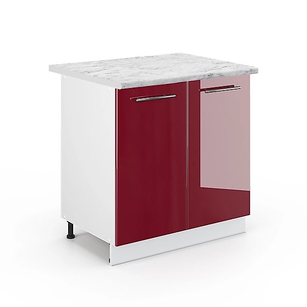 Vicco Spülenunterschrank Fame-Line Bordeaux Hochglanz/Weiß 80 cm mit Regal günstig online kaufen
