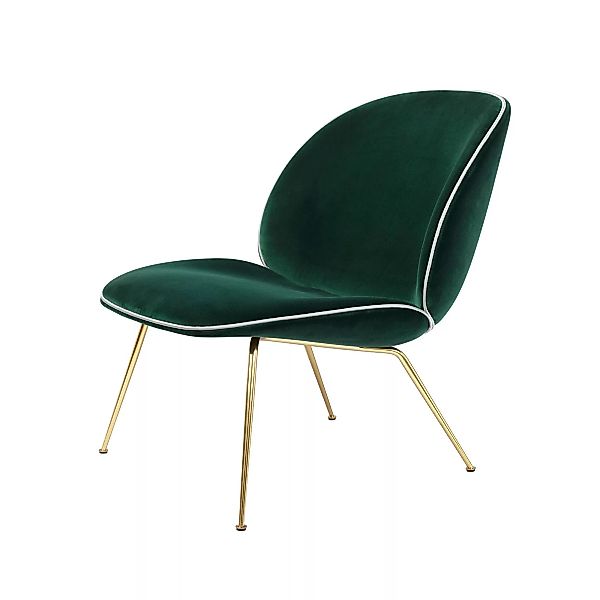Gubi - Beetle Lounge Chair Samt Gestell Messing - dunkelgrün/Samt Velluto G günstig online kaufen