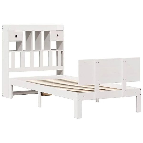 vidaXL Massivholzbett mit Regal ohne Matratze Weiß 75x190 cm Kiefer 3322677 günstig online kaufen