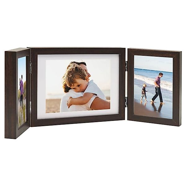 vidaXL Bilderrahmen Dreifach-Bilderrahmen Collage Dunkelbraun 22x15 günstig online kaufen