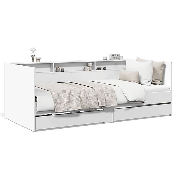 vidaXL Bett, Tagesbett mit Schubladen Weiß 100x200 cm Holzwerkstoff günstig online kaufen