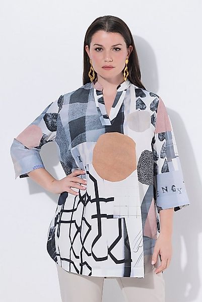 Ulla Popken Tunika Lyocell-Tunika Herzen Tunika-Ausschnitt 3/4-Arm günstig online kaufen