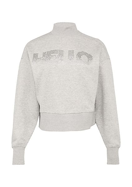 QS Sweatshirt Verkürztes Sweatshirt mit Stehkragen und Strass-Wording Stras günstig online kaufen