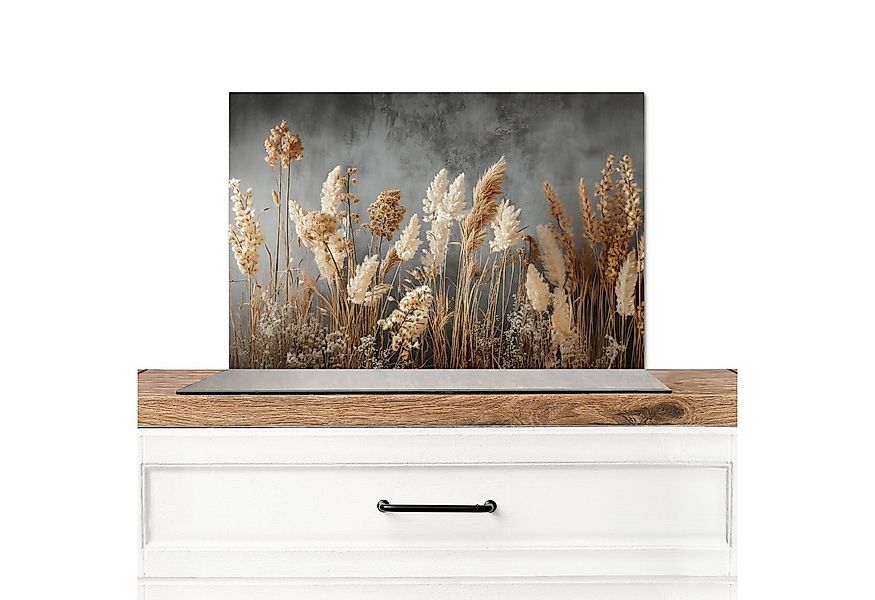 MuchoWow Küchenrückwand Getrocknete Feldblumen - Grau - Beton, (1-tlg), Spr günstig online kaufen