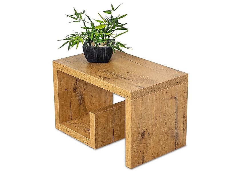 Levandeo® Couchtisch, levandeo Couchtisch Gustav Holz 59x36x36cm Wildeiche günstig online kaufen