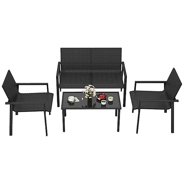 COSTWAY Gartenlounge-Set, (4-tlg), Balkonset PE Rattan, günstig online kaufen