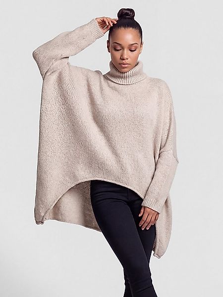 PEKIVESSA Strickpullover Extrem-Oversized Rollkragenpullover im Vokuhila-Sc günstig online kaufen