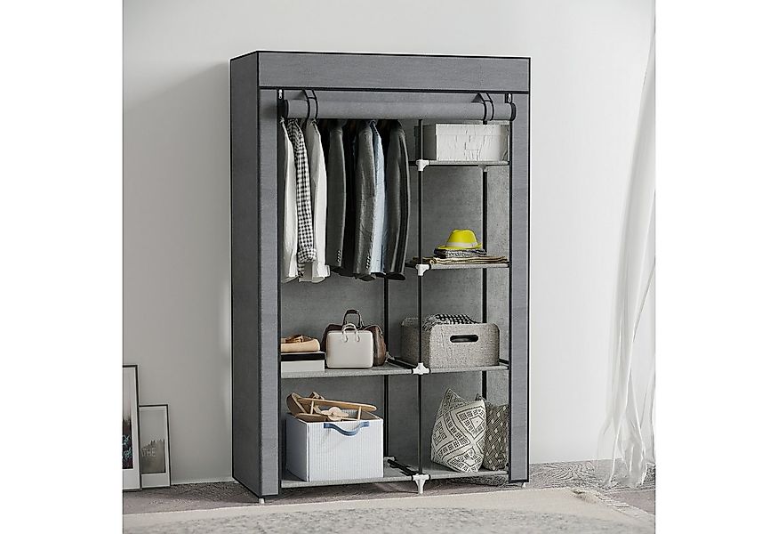 HOMCOM Stoffschrank Kleiderschrank mit Kleiderstange, 6 Fächern (Faltbare G günstig online kaufen