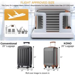 KONO Handgepäckkoffer Hartschale Koffer Zwillingsrollen ABS günstig online kaufen