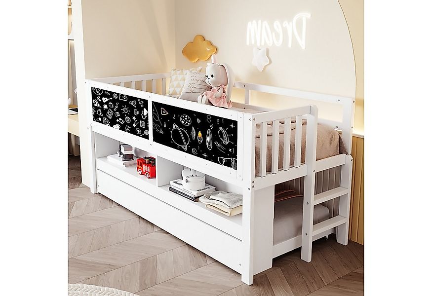 Merax Kinderbett 90x200cm mit Ausziehbett (1-tlg), Massivholz Hausbett Gäst günstig online kaufen