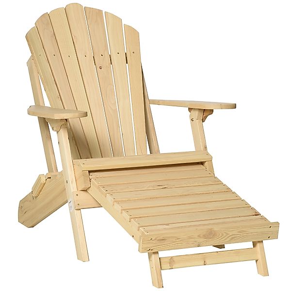 Outsunny Adirondack Gartenstuhl klappbar mit Fußstütze 78 x 140 x 94 cm aus günstig online kaufen