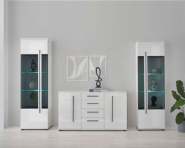 INOSIGN Wohnwand »Cantara, moderne Anbauwand, Wohnzimmer-Set, in Eiche Evok günstig online kaufen