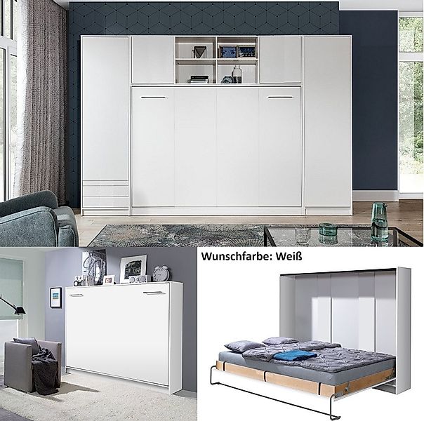 QMM TraumMöbel Schrankbett Wandbett HB 140x200 mit 2 Schränken & Aufsatz (M günstig online kaufen