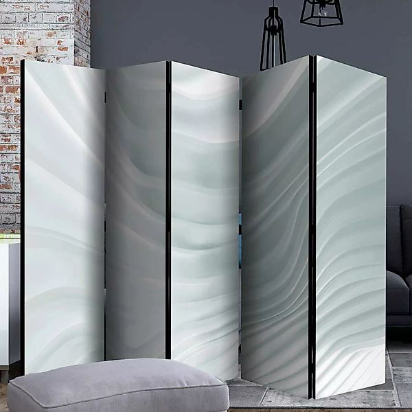 Raumteiler Trennwand in Weiß und Grau fünf Elementen günstig online kaufen