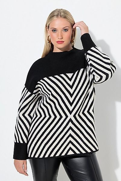 Ulla Popken Strickpullover Pullover grafisches Muster Stehkragen Langarm günstig online kaufen