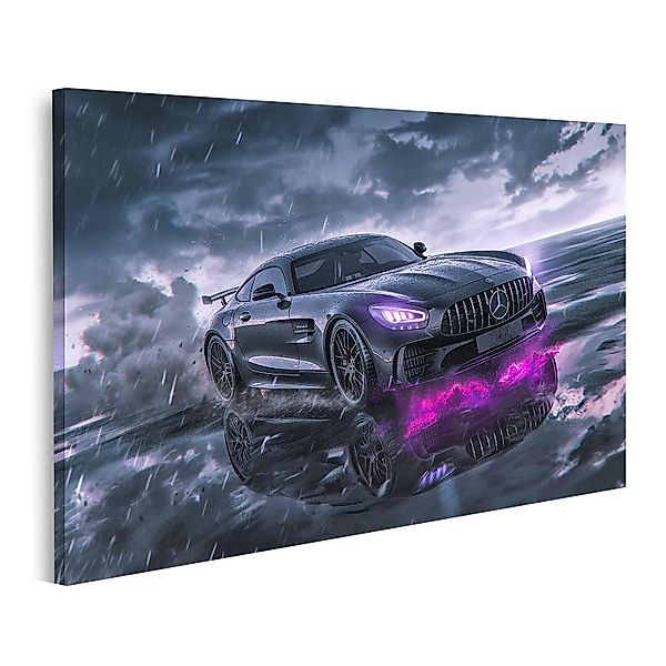 islandburner Leinwandbild, Mercedes im Gewitter mit günstig online kaufen