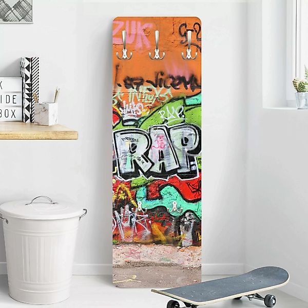 Wandgarderobe Holzpaneel Graffiti günstig online kaufen