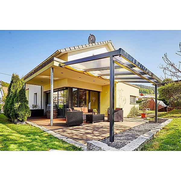 Gutta Terrassenüberdachung Premium 410 cm x 306 cm Anthrazit Polycarbonat S günstig online kaufen