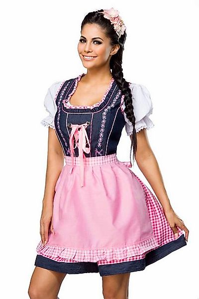 Dirndl 3-tlg. Trachten Set: Jeans-Dirndl mit Bluse und Schürze günstig online kaufen