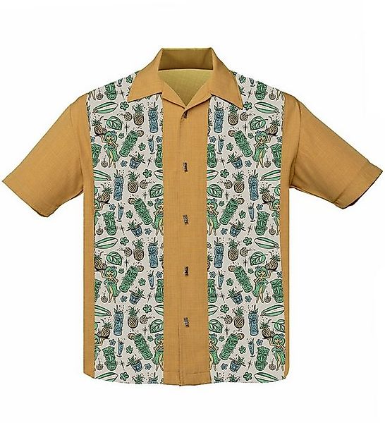 Steady Clothing Kurzarmhemd Hula Cocktails Mustard Retro Vintage Bowling Sh günstig online kaufen