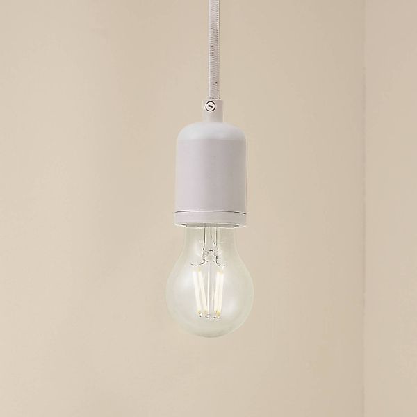 Lindby Pendelleuchte Hattie, weiß, Ø 4,7 cm, Metall, E27 günstig online kaufen