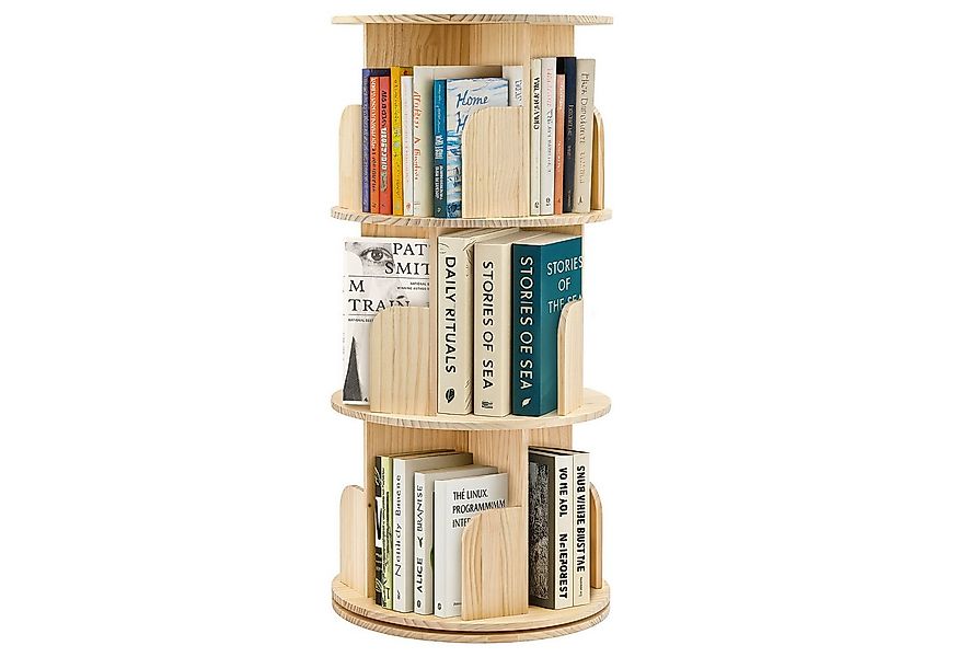Youyijia Bücherregal 3/4/5-stöckig, Drehregal aus Kiefernholz Naturholzfarb günstig online kaufen