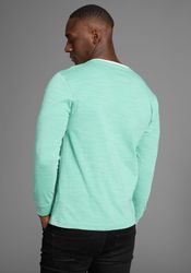 DELMAO Henleyshirt Langarm, melierte Optik, Henleykragen, günstig online kaufen