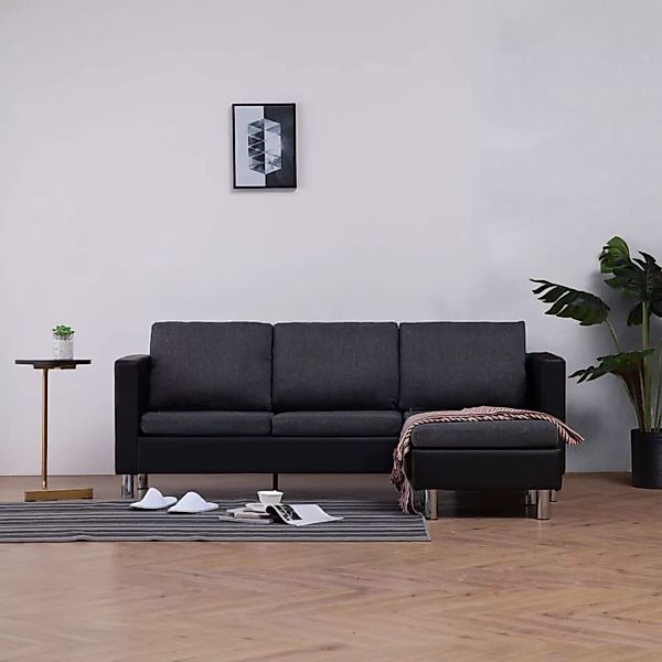 3-sitzer-sofa Mit Kissen Schwarz Kunstleder günstig online kaufen